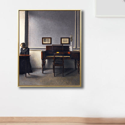 Vivolux | Renaissance Leinwanddruck Dunkelfarbige Malerei Rücken der Frau Wandkunst für Wohnzimmer
