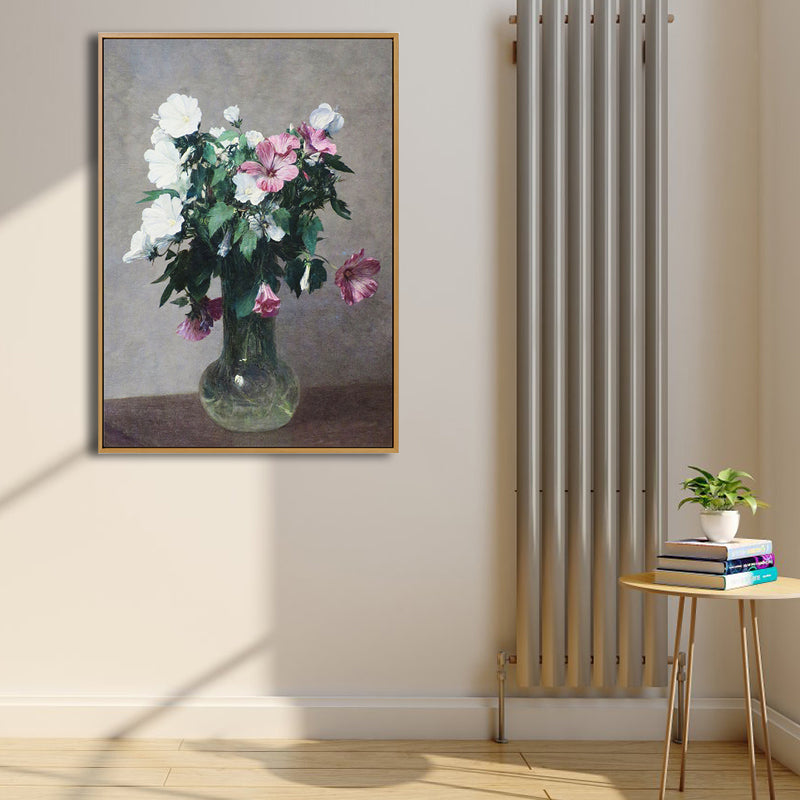 Vivolux | Schöne Vase mit Blumen Kunstdruck Schlafzimmer Stilllebenmalerei in Grün, Mehrere Größen verfügbar