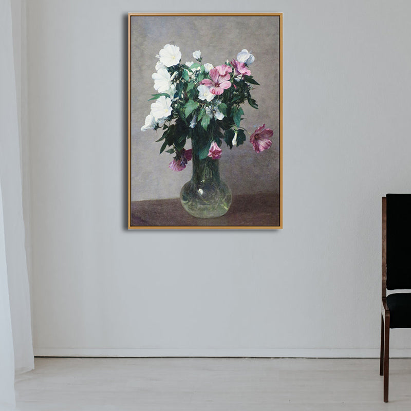 Vivolux | Schöne Vase mit Blumen Kunstdruck Schlafzimmer Stilllebenmalerei in Grün, Mehrere Größen verfügbar