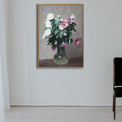 Vivolux | Schöne Vase mit Blumen Kunstdruck Schlafzimmer Stilllebenmalerei in Grün, Mehrere Größen verfügbar