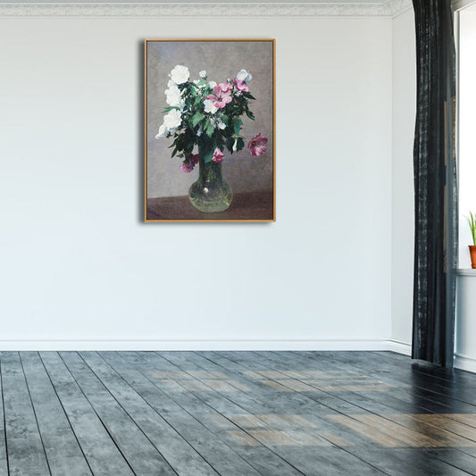 Vivolux | Schöne Vase mit Blumen Kunstdruck Schlafzimmer Stilllebenmalerei in Grün, Mehrere Größen verfügbar