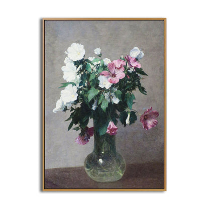 Vivolux | Schöne Vase mit Blumen Kunstdruck Schlafzimmer Stilllebenmalerei in Grün, Mehrere Größen verfügbar