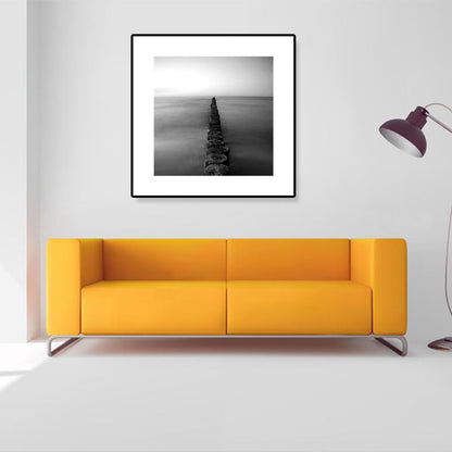 Vivolux | Texturiertes Brückenwandkunst-Dekor Modern Nostalgische Landschaft Leinwanddruck in dunkler Farbe