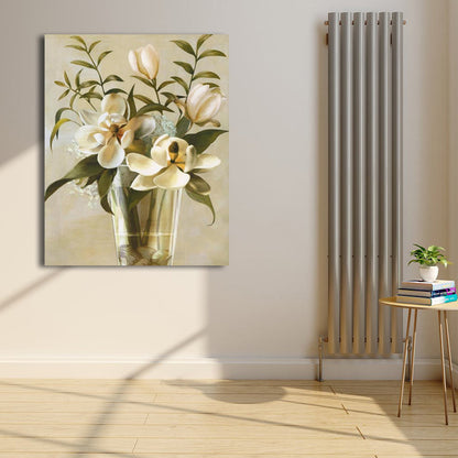 Vivolux | Blumenmuster Wanddeko Zeitgenössische Texturierte Schlafzimmer Eingewickelte Leinwand, Verschiedene Größen