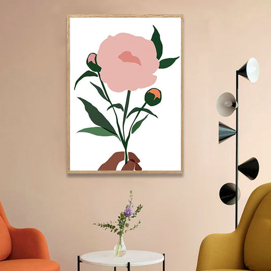 Vivolux | Pastellfarbener nordischer Stil Leinwanddruck Vase und Blumen Wandkunst Dekor für die Küche
