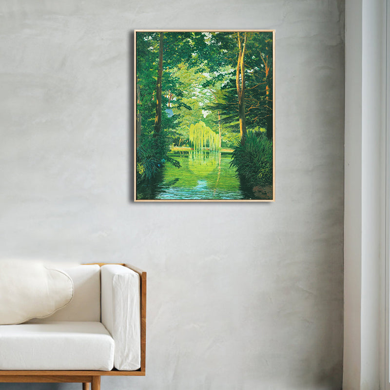 Vivolux | Grüner Wald Wandkunstdruck Landschaft Impressionistischer Texturierter Leinwanddruck für Flur