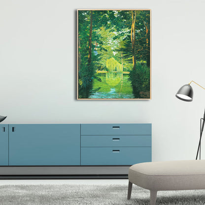 Vivolux | Grüner Wald Wandkunstdruck Landschaft Impressionistischer Texturierter Leinwanddruck für Flur