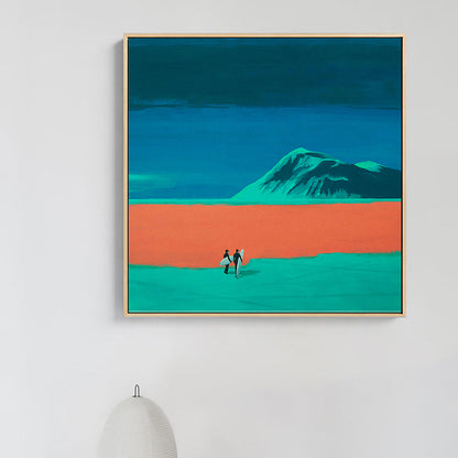 Vivolux | Blaue Landschaft Leinwanddruck Go Surfing Pop Art Texturierte Wanddekoration für die Wohnrauminnenausstattung