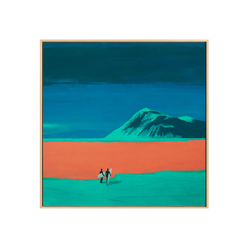 Vivolux | Blaue Landschaft Leinwanddruck Go Surfing Pop Art Texturierte Wanddekoration für die Wohnrauminnenausstattung