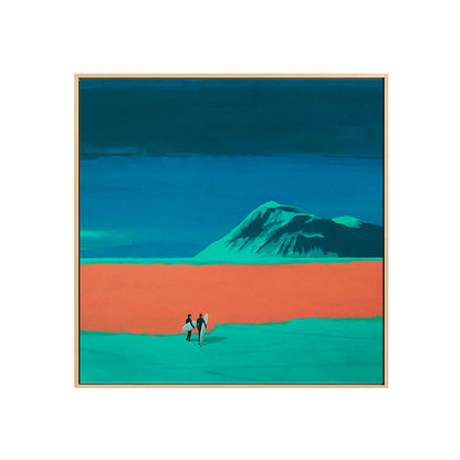 Vivolux | Blaue Landschaft Leinwanddruck Go Surfing Pop Art Texturierte Wanddekoration für die Wohnrauminnenausstattung