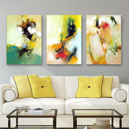 Vivolux | Aquarellmalerei Helle Farbe abstrakter Expressionismus Stil Wanddekoration für das Esszimmer, Set aus 3