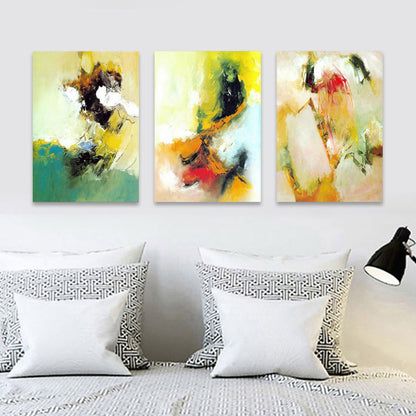 Vivolux | Aquarellmalerei Helle Farbe abstrakter Expressionismus Stil Wanddekoration für das Esszimmer, Set aus 3