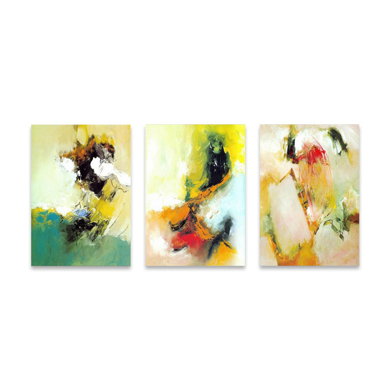 Vivolux | Aquarellmalerei Helle Farbe abstrakter Expressionismus Stil Wanddekoration für das Esszimmer, Set aus 3