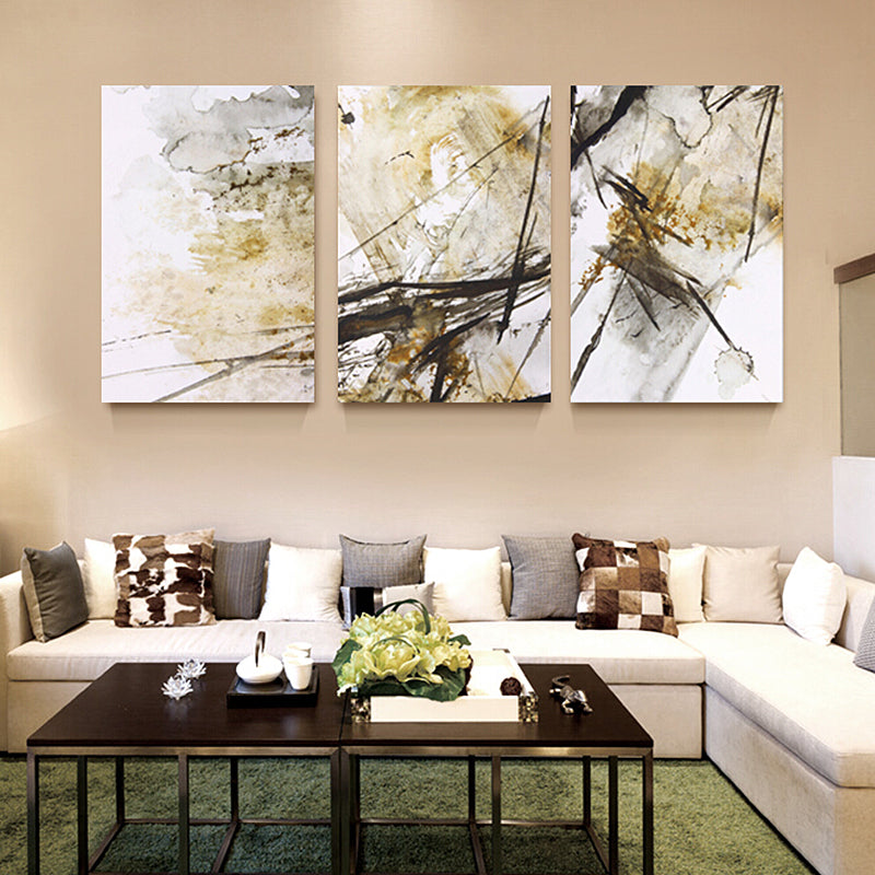 Vivolux | Aquarellmalerei Helle Farbe abstrakter Expressionismus Stil Wanddekoration für das Esszimmer, Set aus 3