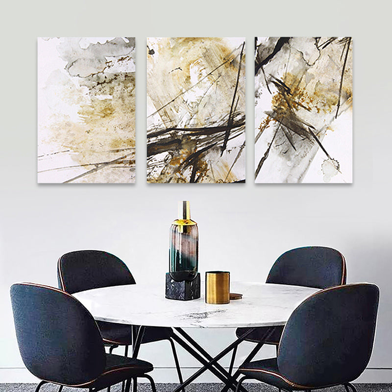 Vivolux | Aquarellmalerei Helle Farbe abstrakter Expressionismus Stil Wanddekoration für das Esszimmer, Set aus 3
