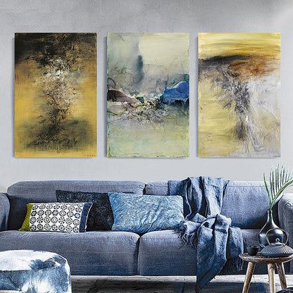 Vivolux | Aquarellmalerei Helle Farbe abstrakter Expressionismus Stil Wanddekoration für das Esszimmer, Set aus 3