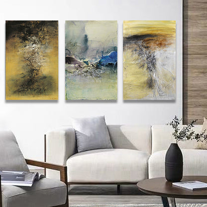 Vivolux | Aquarellmalerei Helle Farbe abstrakter Expressionismus Stil Wanddekoration für das Esszimmer, Set aus 3