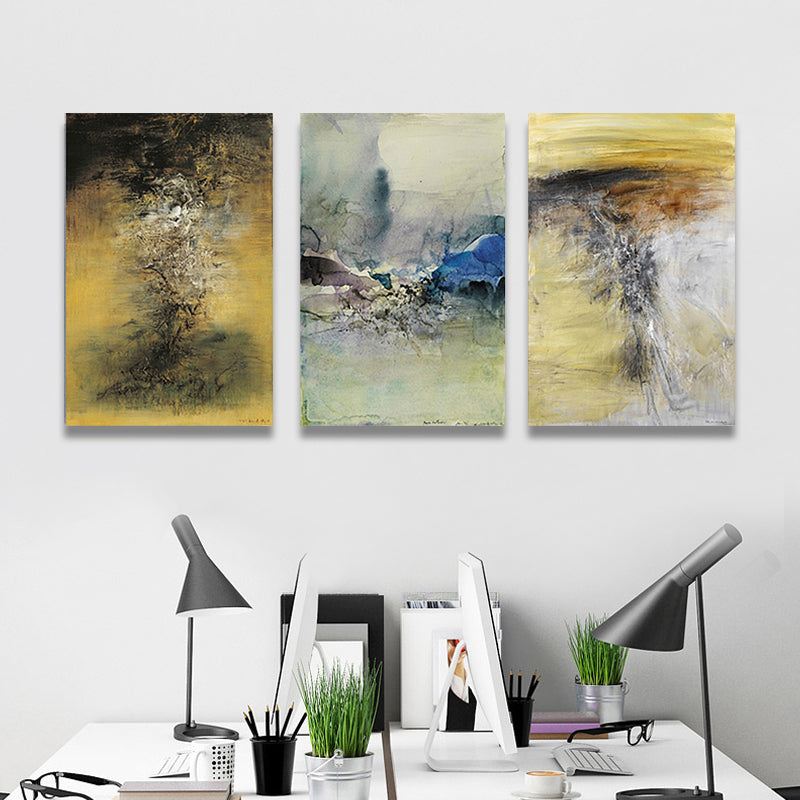 Vivolux | Aquarellmalerei Helle Farbe abstrakter Expressionismus Stil Wanddekoration für das Esszimmer, Set aus 3