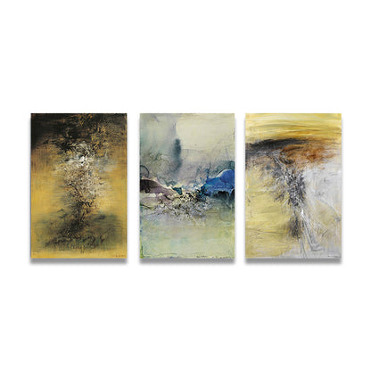 Vivolux | Aquarellmalerei Helle Farbe abstrakter Expressionismus Stil Wanddekoration für das Esszimmer, Set aus 3