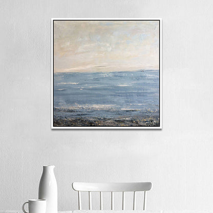 Vivolux | Blaue Weite Meeresansicht Leinwanddruck Malerei Impressionismus Texturierte Wanddekoration für die Küche