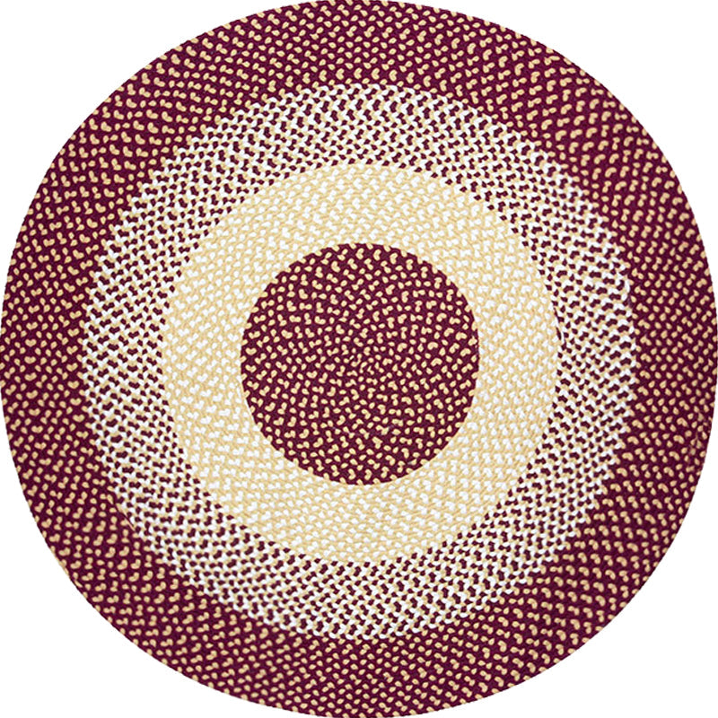 Vivolux | Lässiger roter rustikaler Teppich Baumwolle Kreise Muster Teppich Maschinenwaschbar haustierfreundlicher rutschfester Teppich für Schlafzimmer
