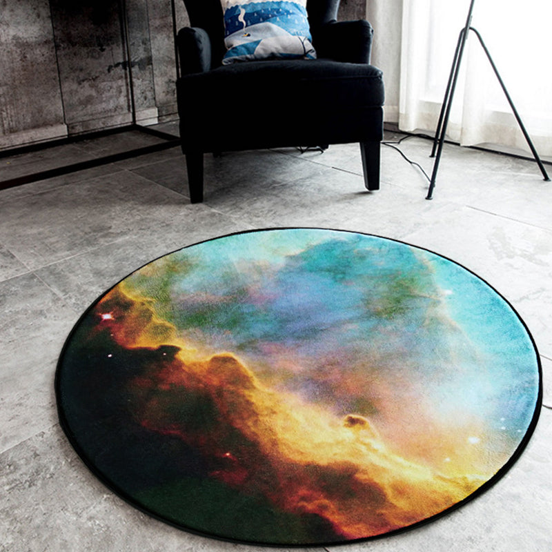 Vivolux | Schwarzer Galaxie-Muster-Teppich Polyester Neuheit Teppich Waschbar Rutschfest Haustierfreundlicher Bereichsteppich für Schlafzimmer
