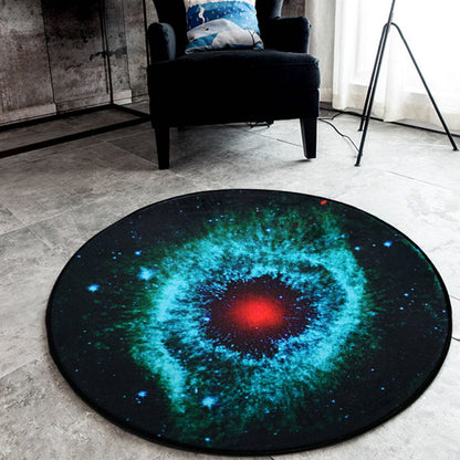 Vivolux | Schwarzer Galaxie-Muster-Teppich Polyester Neuheit Teppich Waschbar Rutschfest Haustierfreundlicher Bereichsteppich für Schlafzimmer