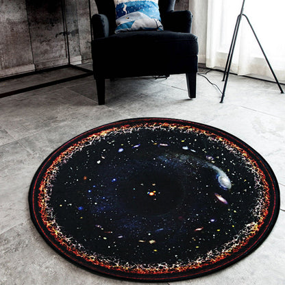 Vivolux | Schwarzer Galaxie-Muster-Teppich Polyester Neuheit Teppich Waschbar Rutschfest Haustierfreundlicher Bereichsteppich für Schlafzimmer