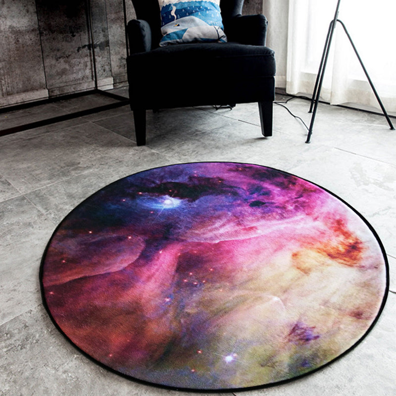 Vivolux | Schwarzer Galaxie-Muster-Teppich Polyester Neuheit Teppich Waschbar Rutschfest Haustierfreundlicher Bereichsteppich für Schlafzimmer