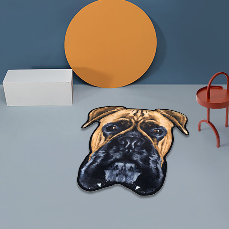 Vivolux | Kreativ Braun Zeitgenössisch Teppich Polyester Hundemuster Teppich Waschbar Haustierfreundlich Rutschfester Teppich für Kinderzimmer