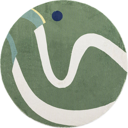 Vivolux | Groen und Weißes Abstractes Teppich Polyester Modernes Teppich Haustierfreundlich Waschbar Rutschfest Bereich Teppich für Wohnzimmer