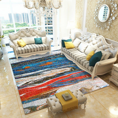 Vivolux | Multicolor Wohnzimmerteppich Industriell Aquarell Abstract Muster Teppich Polyester Waschbar Rutschfeste Unterlage Haustierfreundlicher Teppich