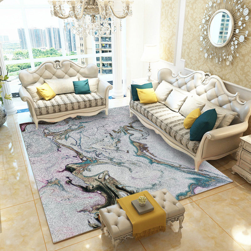 Vivolux | Multicolor Wohnzimmerteppich Industriell Aquarell Abstract Muster Teppich Polyester Waschbar Rutschfeste Unterlage Haustierfreundlicher Teppich