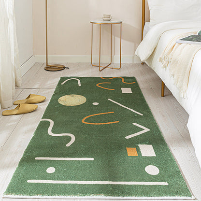 Vivolux | Groene slaapkamer tapijt Minimalistische abstracte tapijt Polyester Wasbaar Antislip ondergrond Huisdier vriendelijke tapijt