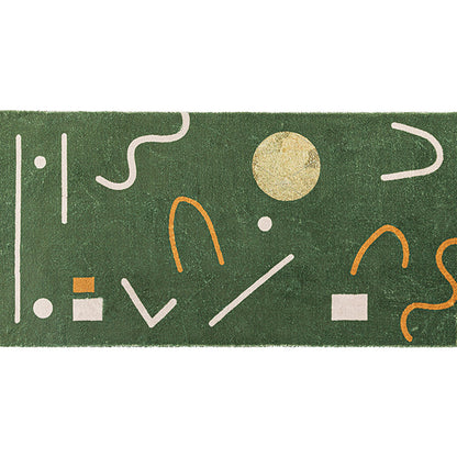 Vivolux | Groene slaapkamer tapijt Minimalistische abstracte tapijt Polyester Wasbaar Antislip ondergrond Huisdier vriendelijke tapijt