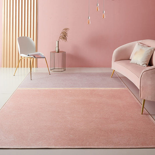 Vivolux | Rosa Wohnzimmer Teppich Modernist Farbblock Teppich Chenille Waschbar Rutschfeste Unterlage Haustierfreundlicher Teppich