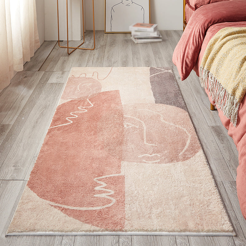 Vivolux | Kreativer Farbkasten Indoor-Teppich Pink Minimalistischer Teppich Polyester Haustierfreundlicher Waschbarer Bereichsteppich zur Dekoration