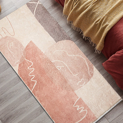 Vivolux | Kreativer Farbkasten Indoor-Teppich Pink Minimalistischer Teppich Polyester Haustierfreundlicher Waschbarer Bereichsteppich zur Dekoration