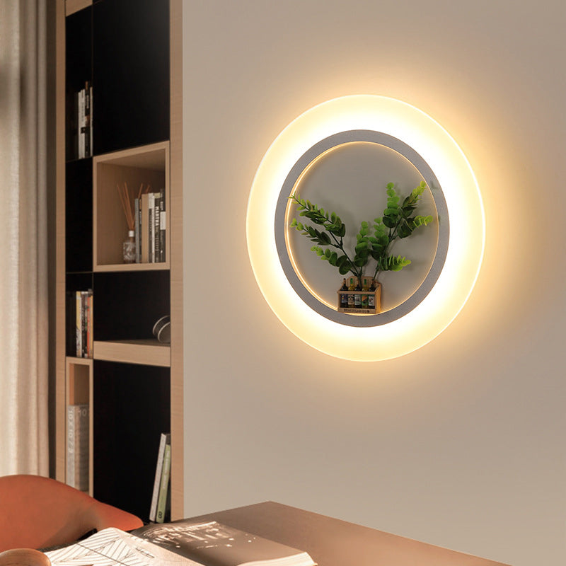Vivolux | Acryl Ring Wandlamp met Planten Decऑ Hedendaagse Wandverlichting in Wit voor Studiekamer