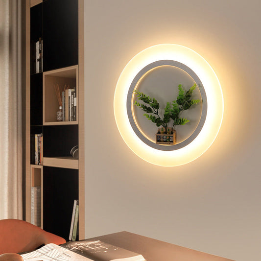 Vivolux | Acryl Ring Wandlamp met Planten Decऑ Hedendaagse Wandverlichting in Wit voor Studiekamer