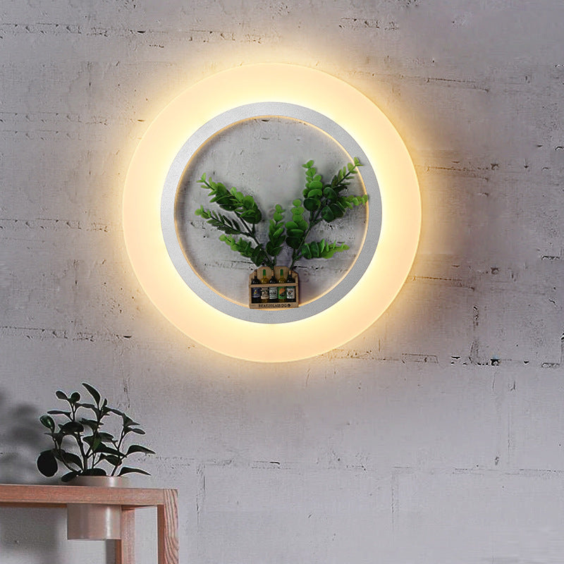 Vivolux | Acryl Ring Wandlamp met Planten Decऑ Hedendaagse Wandverlichting in Wit voor Studiekamer