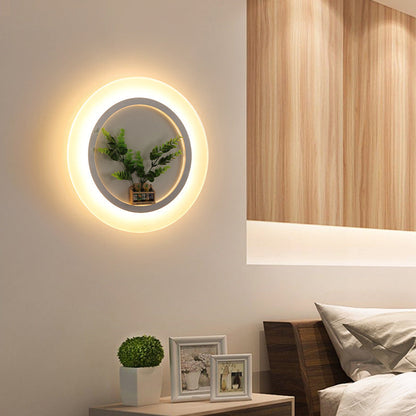 Vivolux | Acryl Ring Wandlamp met Planten Decऑ Hedendaagse Wandverlichting in Wit voor Studiekamer