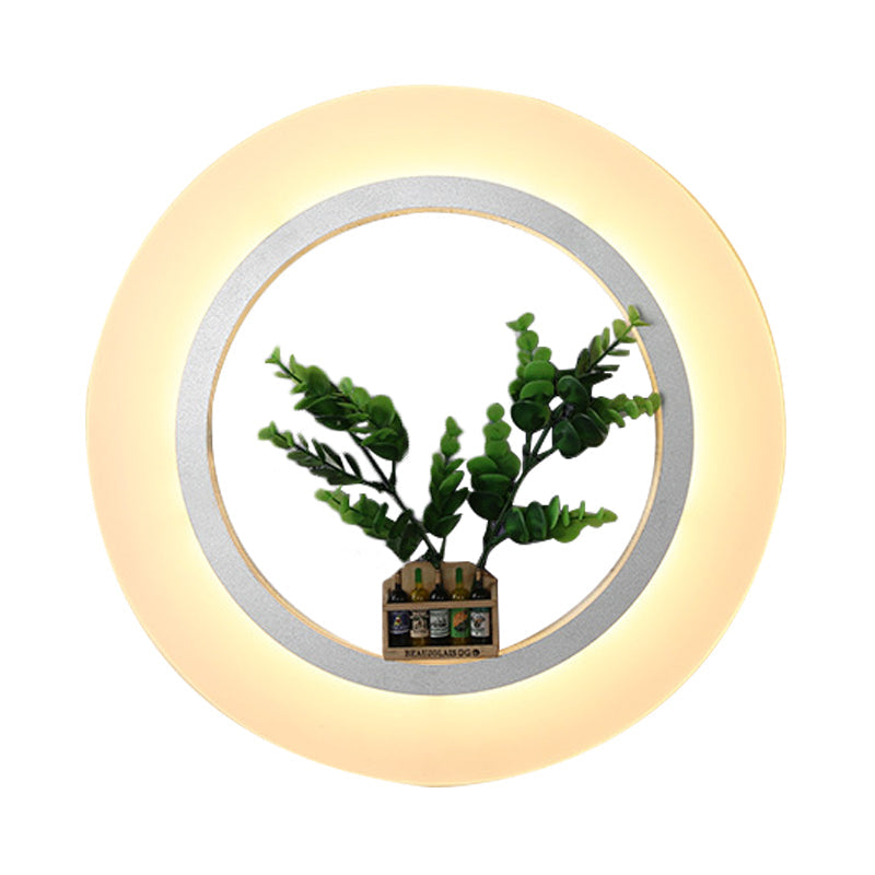 Vivolux | Acryl Ring Wandlamp met Planten Decऑ Hedendaagse Wandverlichting in Wit voor Studiekamer