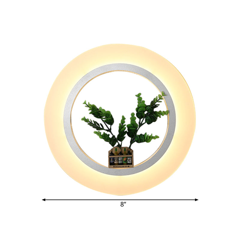 Vivolux | Acryl Ring Wandlamp met Planten Decऑ Hedendaagse Wandverlichting in Wit voor Studiekamer