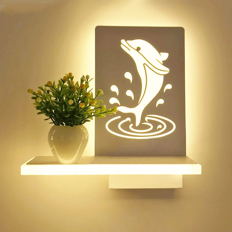 Vivolux | Volwassen Kind Slaapkamer Wandlamp met Plank Acryl Hedendaagse Wandlamp in Wit