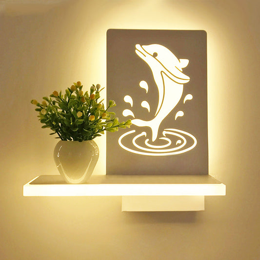 Vivolux | Volwassen Kind Slaapkamer Wandlamp met Plank Acryl Hedendaagse Wandlamp in Wit