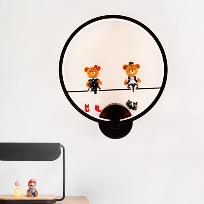 Vivolux | Contemporary Zwarte Wandlamp Ring Metaal Sconces Licht met Pop Deco voor Kinderkamer