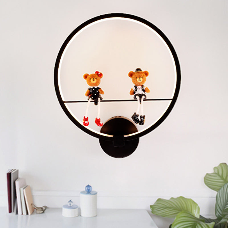 Vivolux | Contemporary Zwarte Wandlamp Ring Metaal Sconces Licht met Pop Deco voor Kinderkamer