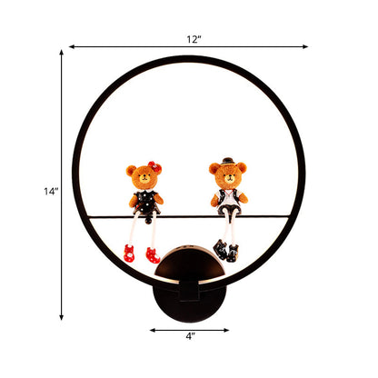 Vivolux | Contemporary Zwarte Wandlamp Ring Metaal Sconces Licht met Pop Deco voor Kinderkamer