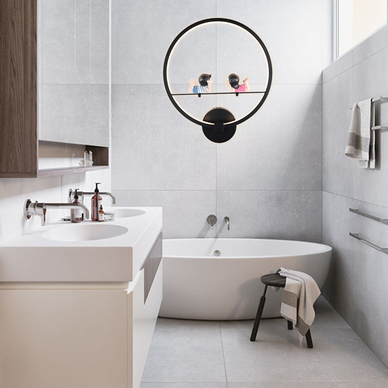 Vivolux | Contemporary Zwarte Wandlamp Ring Metaal Sconces Licht met Pop Deco voor Kinderkamer